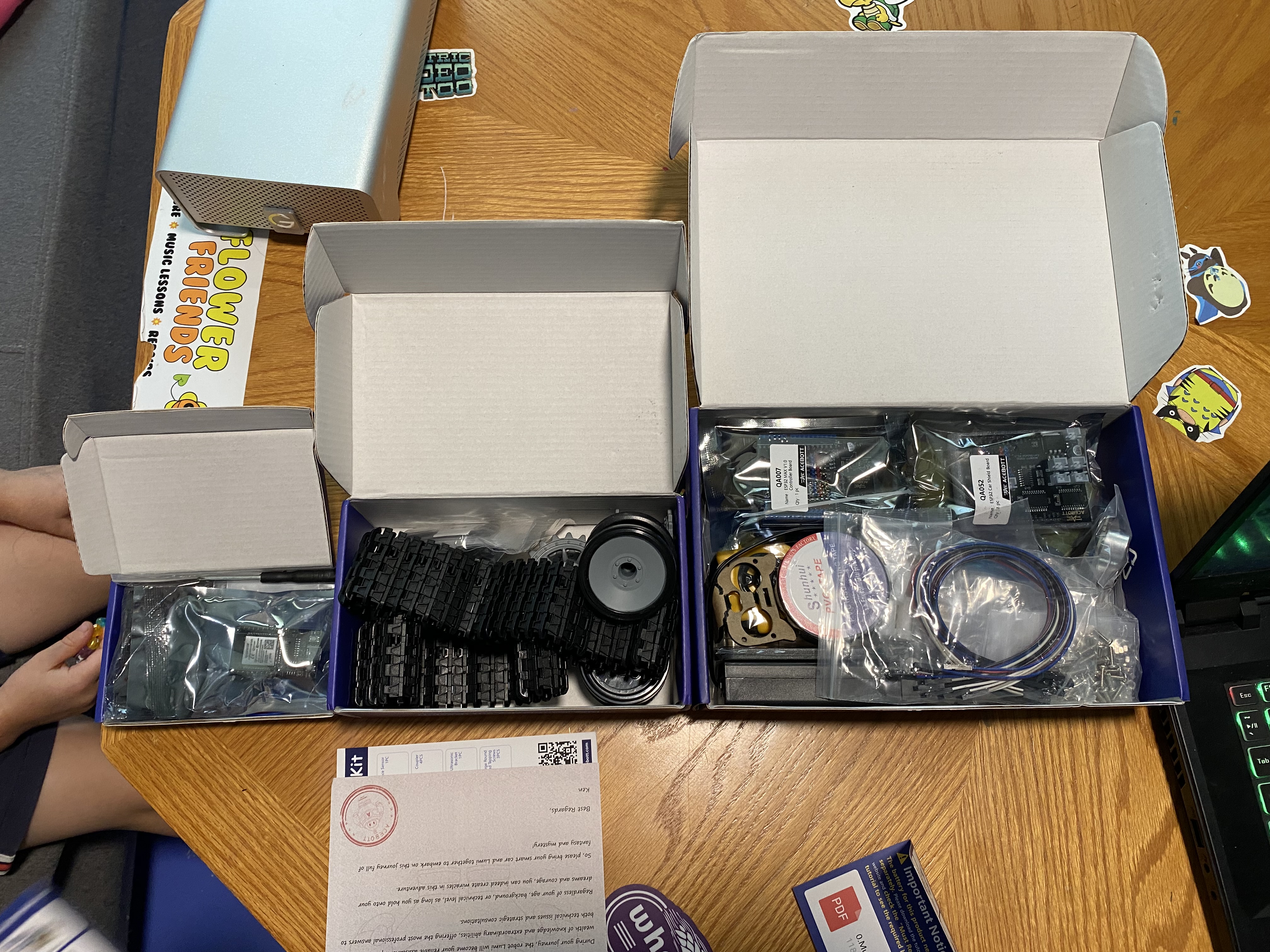 All three boxes opened