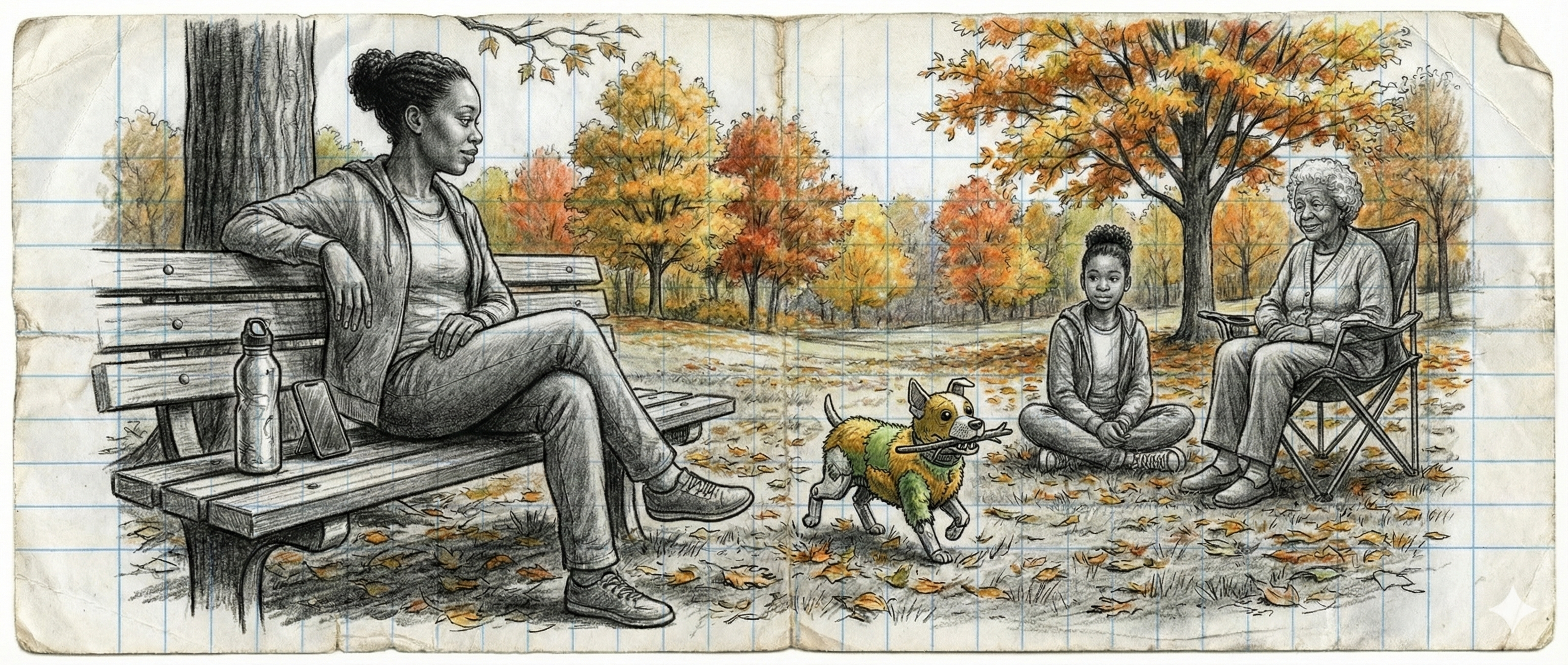 Keisha, Destiny, and Lorraine in Burnet Woods with Snickers